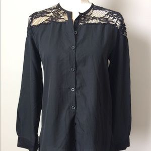 Kas Designs Black Lace Panel shirt